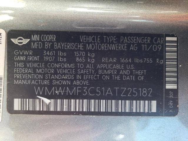 Photo 10 from auction – 2010 MINI COOPER with VIN WMWMF3C51ATZ25182
