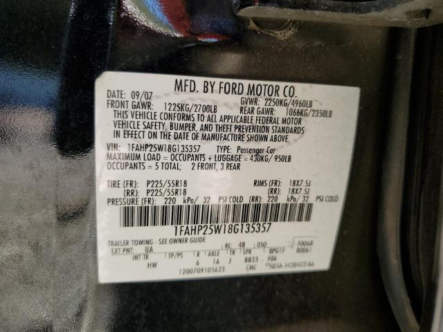 Photo 10 from auction – 2008 FORD TAURUS LIM with VIN 1FAHP25W18G135357