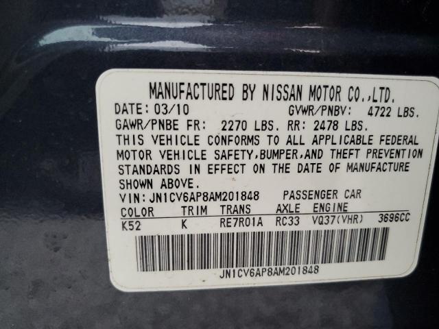 Photo 10 from auction – 2010 INFINITI G37 BASE with VIN JN1CV6AP8AM201848