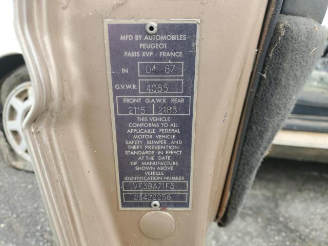 Photo 10 from auction – 1988 PEUGEOT 505 S with VIN VF3BA71F3JS422258