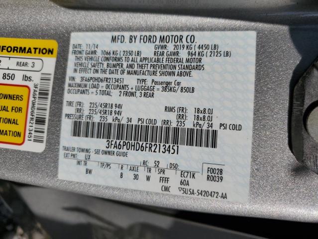 Photo 10 from auction – 2015 FORD FUSION SE with VIN 3FA6P0HD6FR213451