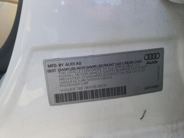 Photo 10 from auction – 2008 AUDI A4 2.0T QU with VIN WAUDF78E78A083809