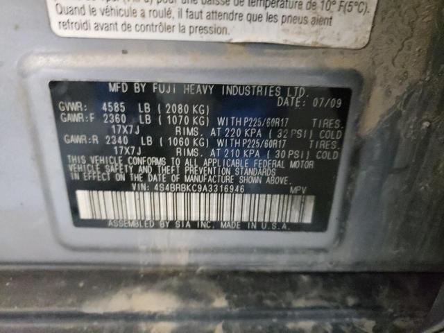 Photo 10 from auction – 2010 SUBARU OUTBACK 2. with VIN 4S4BRBKC9A3316946