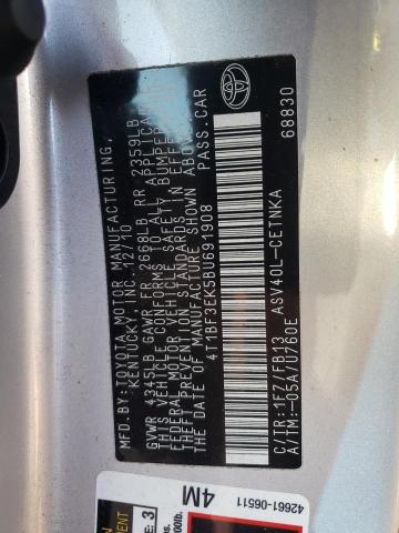 Photo 10 from auction – 2011 TOYOTA CAMRY BASE with VIN 4T1BF3EK5BU691908