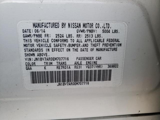 Photo 10 from auction – 2014 INFINITI Q50 BASE with VIN JN1BV7AR0EM707716