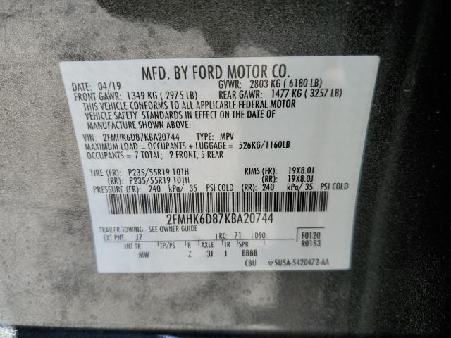 Photo 10 from auction – 2019 FORD FLEX LIMIT with VIN 2FMHK6D87KBA20744