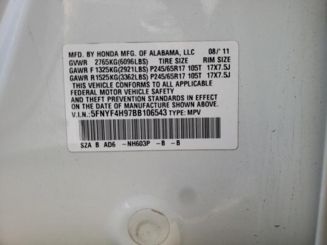 Photo 10 from auction – 2011 HONDA PILOT TOUR with VIN 5FNYF4H97BB106543