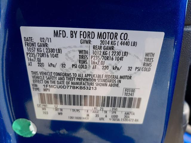 Photo 10 from auction – 2011 FORD ESCAPE XLT with VIN 1FMCU0D77BKB53213