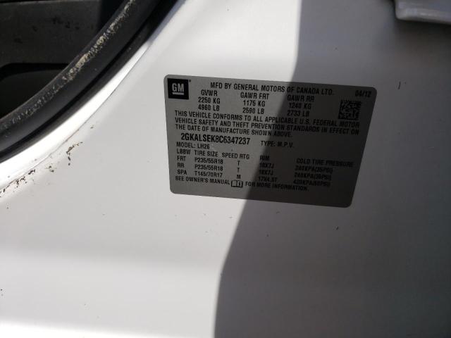 Photo 10 from auction – 2012 GMC TERRAIN SL with VIN 2GKALSEK8C6347237
