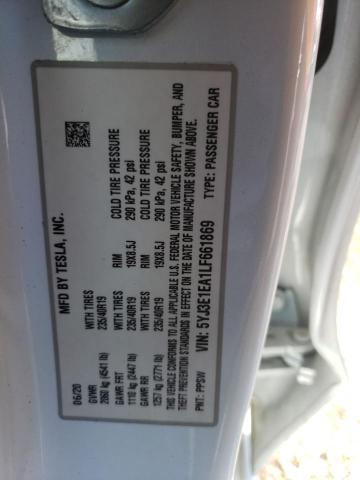 Photo 10 from auction – 2020 TESLA MODEL 3 with VIN 5YJ3E1EA1LF661869