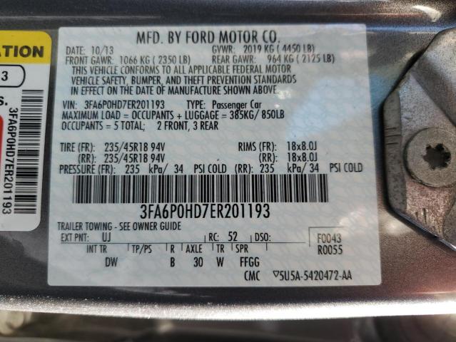 Photo 10 from auction – 2014 FORD FUSION SE with VIN 3FA6P0HD7ER201193