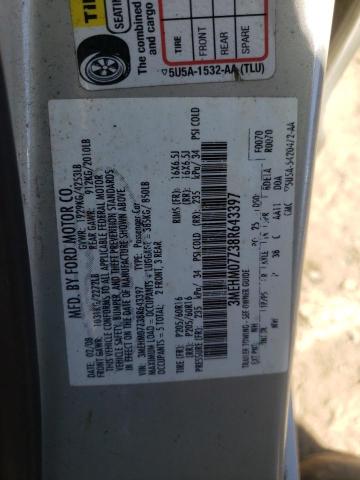 Photo 10 from auction – 2008 MERCURY MILAN with VIN 3MEHM07Z38R643397