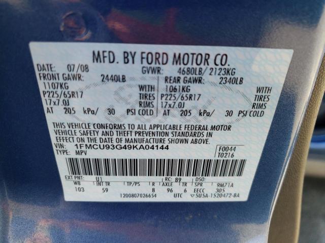 Photo 10 from auction – 2009 FORD ESCAPE XLT with VIN 1FMCU93G49KA04144