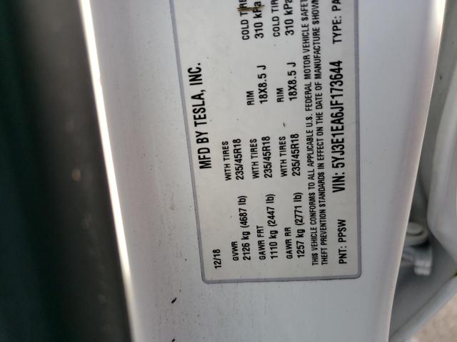Photo 10 from auction – 2018 TESLA MODEL 3 with VIN 5YJ3E1EA6JF173644