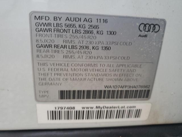 Photo 10 from auction – 2017 AUDI Q5 PREMIUM with VIN WA1D7AFP3HA076982