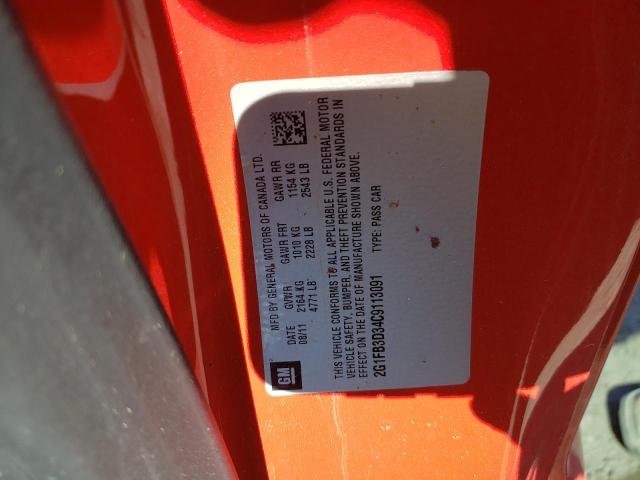 Photo 10 from auction – 2012 CHEVROLET CAMARO LT with VIN 2G1FB3D34C9113091