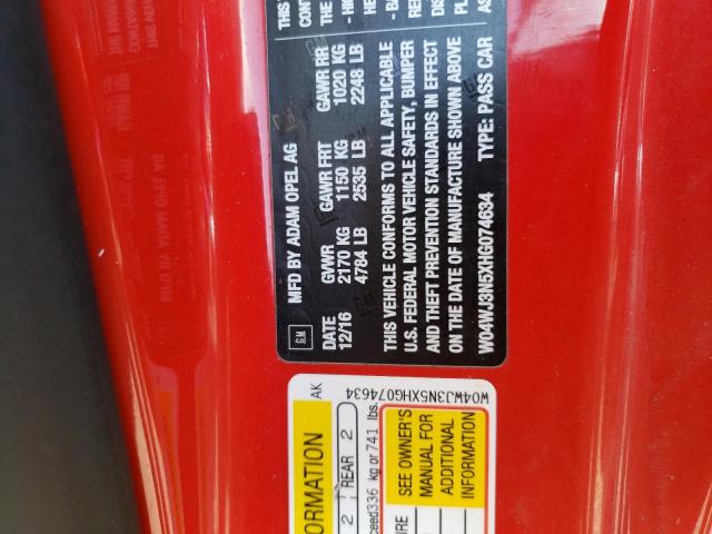 Photo 10 from auction – 2017 BUICK CASCADA SP with VIN W04WJ3N5XHG074634