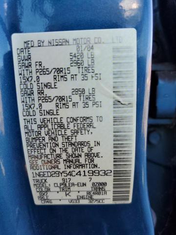 Photo 10 from auction – 2004 NISSAN FRONTIER C with VIN 1N6ED29Y54C419932