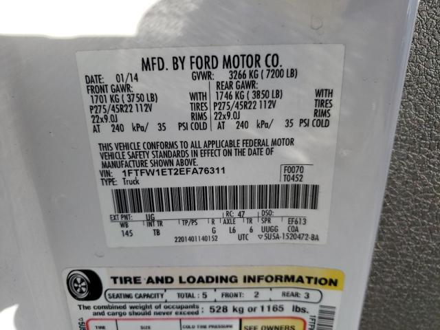 Photo 10 from auction – 2014 FORD F150 SUPER with VIN 1FTFW1ET2EFA76311