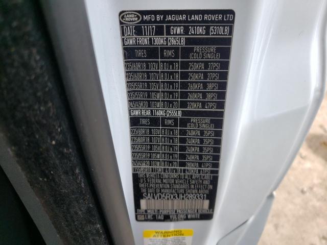 Photo 10 from auction – 2018 LAND ROVER RANGE ROVE with VIN SALVD5RX3JH289331