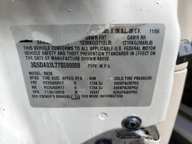 Photo 10 from auction – 2007 BUICK RENDEZVOUS with VIN 3G5DA03L77S580958