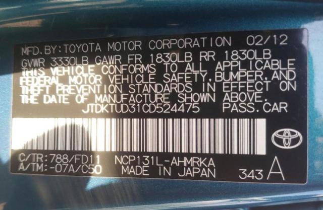 Photo 10 from auction – 2012 TOYOTA YARIS with VIN JTDKTUD31CD524475
