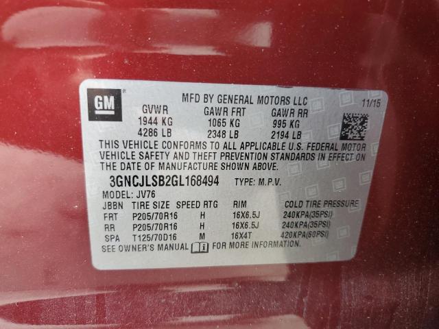 Photo 10 from auction – 2016 CHEVROLET TRAX 1LT with VIN 3GNCJLSB2GL168494
