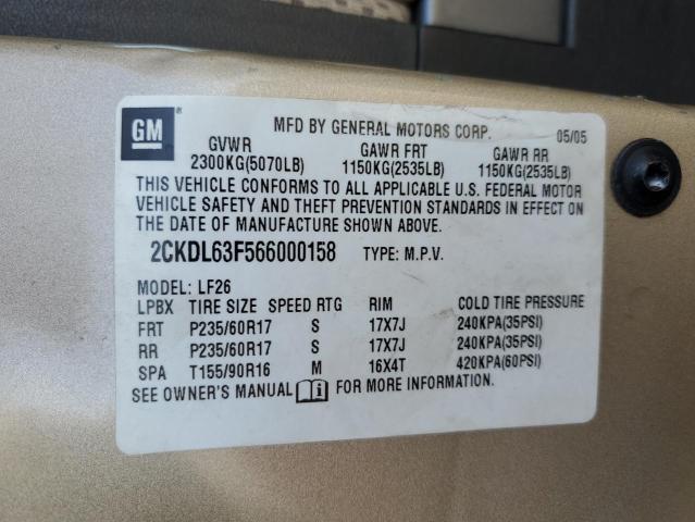 Photo 10 from auction – 2006 PONTIAC TORRENT with VIN 2CKDL63F566000158