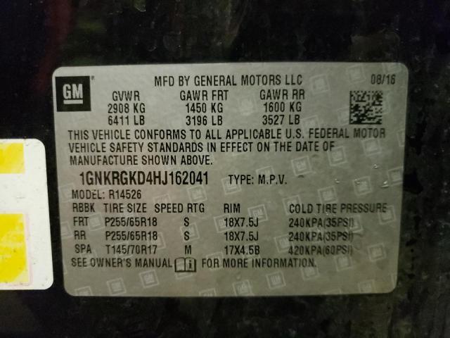Photo 10 from auction – 2017 CHEVROLET TRAVERSE L with VIN 1GNKRGKD4HJ162041