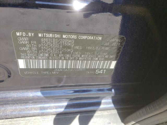 Photo 10 from auction – 2019 MITSUBISHI OUTLANDER with VIN JA4AD3A35KZ006811