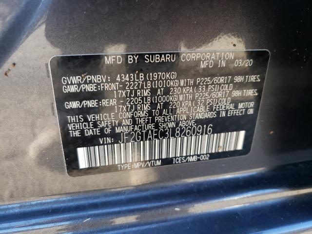 Photo 10 from auction – 2020 SUBARU CROSSTREK with VIN JF2GTAEC3L8260916