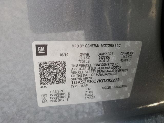Photo 10 from auction – 2019 GMC YUKON SLT with VIN 1GKS2BKC7KR392273