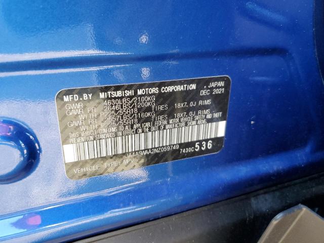 Photo 10 from auction – 2022 MITSUBISHI ECLIPSE CR with VIN JA4ASWAA2NZ059749