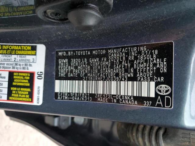 Photo 10 from auction – 2018 TOYOTA COROLLA L with VIN 2T1BURHE7JC039743