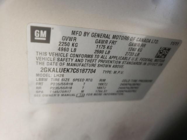Photo 10 from auction – 2012 GMC TERRAIN SL with VIN 2GKALUEK7C6187704