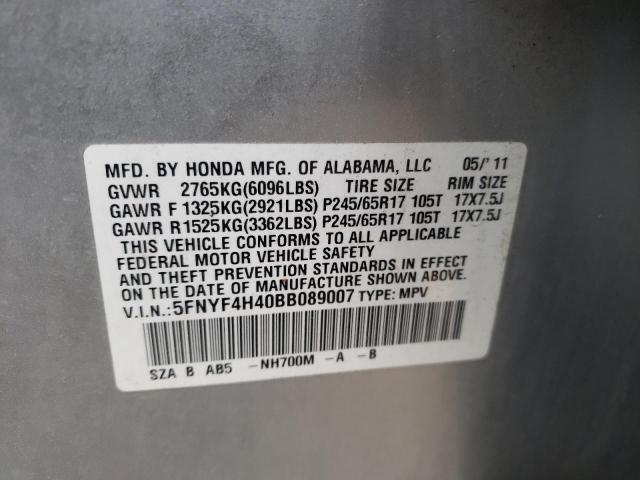 Photo 10 from auction – 2011 HONDA PILOT EX with VIN 5FNYF4H40BB089007