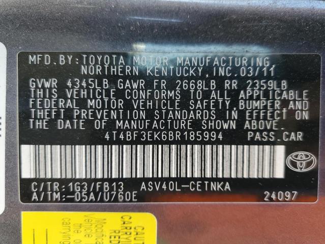 Photo 10 from auction – 2011 TOYOTA CAMRY BASE with VIN 4T4BF3EK6BR185994