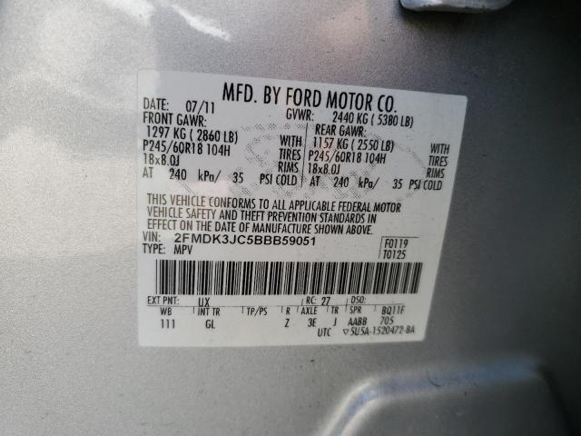 Photo 10 from auction – 2011 FORD EDGE SEL with VIN 2FMDK3JC5BBB59051