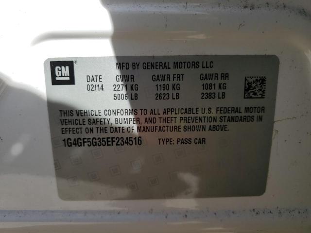 Photo 10 from auction – 2014 BUICK LACROSSE T with VIN 1G4GF5G35EF234516