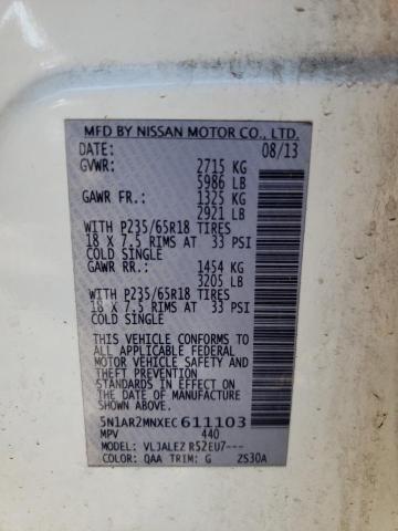 Photo 10 from auction – 2014 NISSAN PATHFINDER with VIN 5N1AR2MNXEC611103