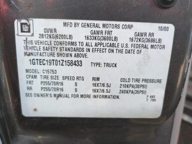 Photo 10 from auction – 2001 GMC NEW SIERRA with VIN 1GTEC19T01Z158433