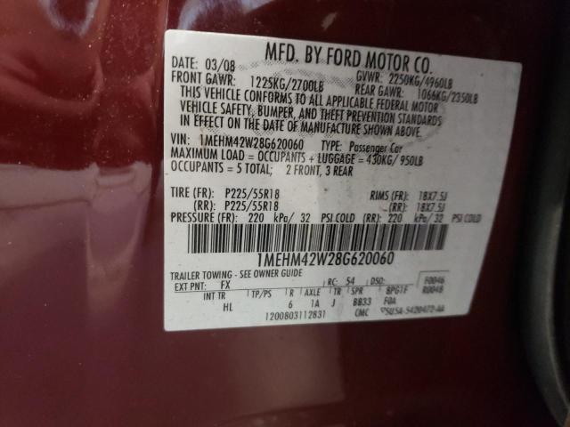 Foto 10 de la subasta – 2008 MERCURY SABLE PREM con VIN 1MEHM42W28G620060