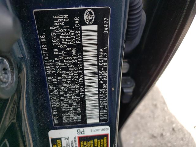 Photo 10 from auction – 2012 TOYOTA CAMRY BASE with VIN 4T1BF1FK4CU191131