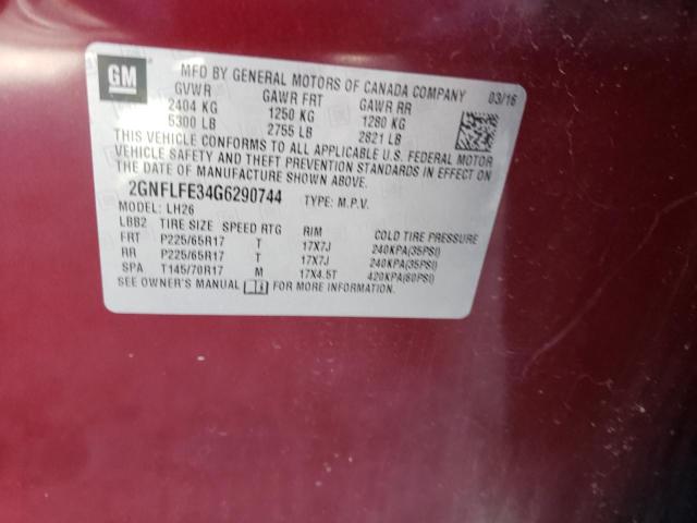 Photo 10 from auction – 2016 CHEVROLET EQUINOX LT with VIN 2GNFLFE34G6290744