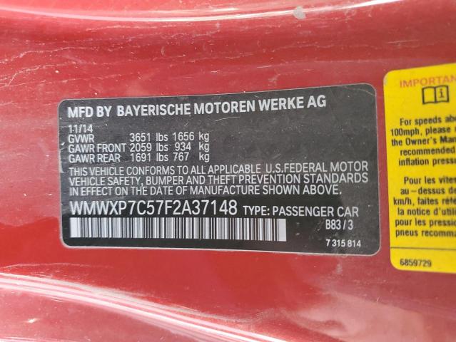 Photo 10 from auction – 2015 MINI COOPER S with VIN WMWXP7C57F2A37148