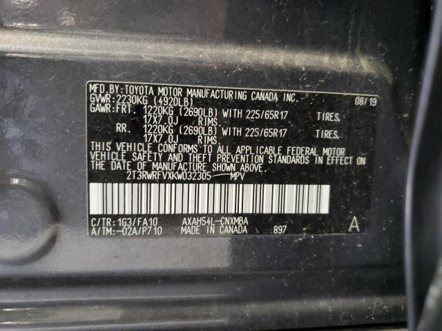 Photo 10 from auction – 2019 TOYOTA RAV4 XLE with VIN 2T3RWRFVXKW032305
