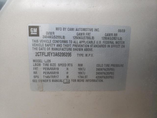 Photo 10 from auction – 2010 GMC TERRAIN SL with VIN 2CTFLJEY3A6206206