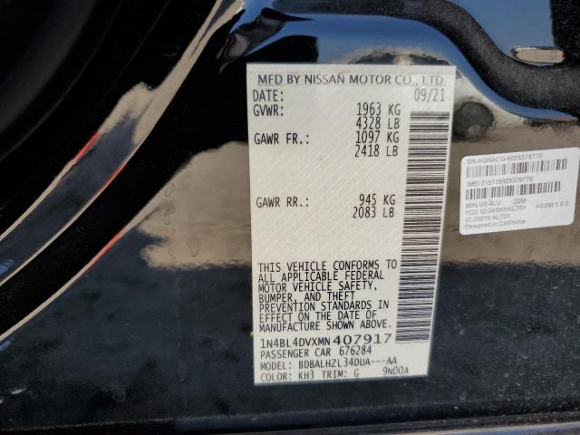 Photo 10 from auction – 2021 NISSAN ALTIMA SV with VIN 1N4BL4DVXMN407917