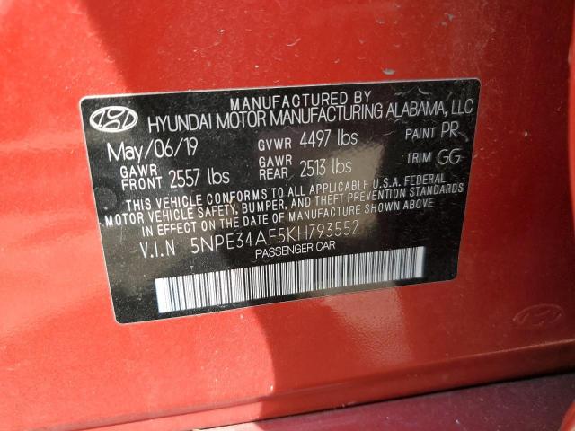 Photo 10 from auction – 2019 HYUNDAI SONATA LIM with VIN 5NPE34AF5KH793552