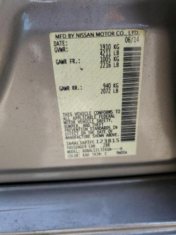 Photo 10 from auction – 2015 NISSAN ALTIMA 2.5 with VIN 1N4AL3AP3FC123815
